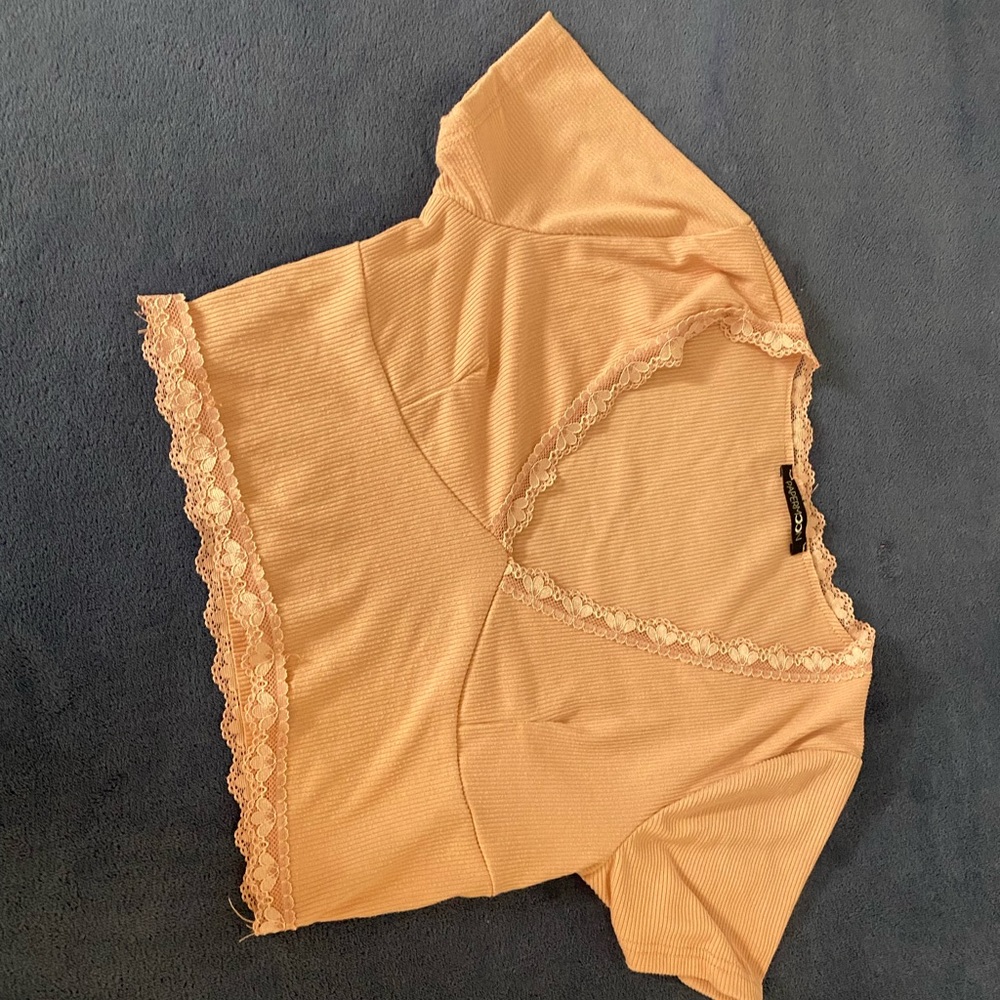 pink laced extra small crop top